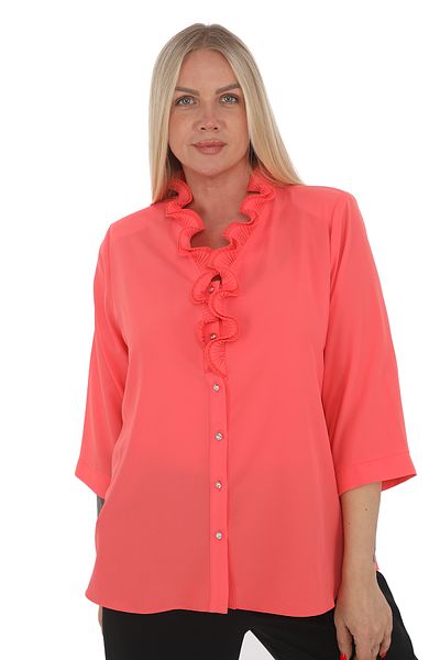 KİFAYET 22427 Jesika Shirt with Ruffled Collar and 3/4 Sleeves (R) (B105)