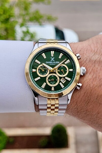 Daniel Klein Kadranı Yeşil Kordonu Altın Metalik Renk 2 Yıl Garantili Gösterg...