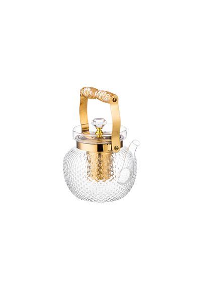 ABAREEK 1200ml Thermal Glass Teapot with Gold Infuser
