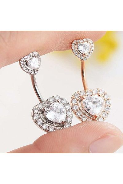 Masop Set de 6 piercing-uri pentru buric, oțel inoxidabil, argintiu, 8-10 x 1,6 mm