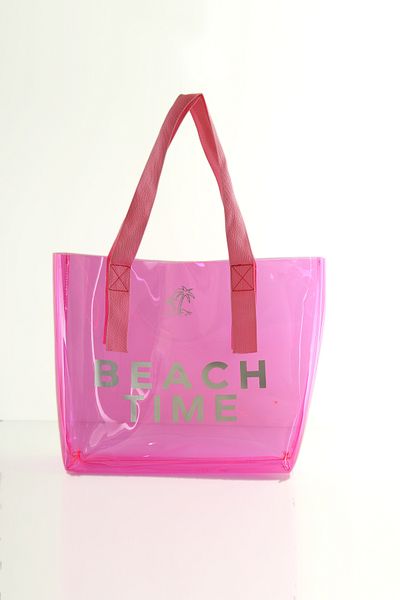 change time Γυναικεία τσάντα παραλίας με στάμπα Beach Time Διάφανη τσάντα παραλίας Πάνω:47cm Κάτω:33cm Μήκος:32cm Κάτω:15cm