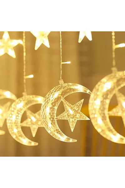 fulina Star and Moon LED Light, 2.5m, High Quality Pvc Wire, Suitable for Home Decoration, Yellow