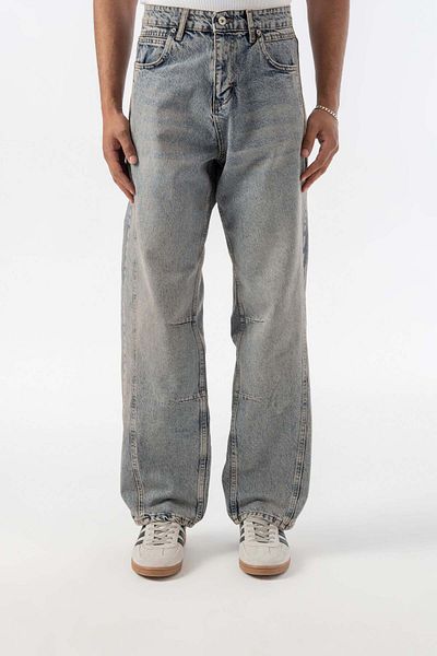 jaceyjace Relax Baggy Jean Trousers with Stitching Detail - Blue