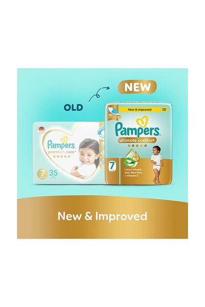 Pampers Ultimate Comfort Taped Diapers, Size 7, 15+kg, 35 pcs