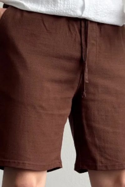 Tarz Cool Ανδρικό κανονικό σορτς καφέ Musli Elastic Lace Up