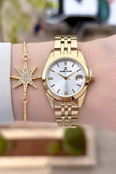 Daniel Klein Sarı Renk 24 Ay Garantili 28 Mm Kadın Kol Saati Ve Bileklik