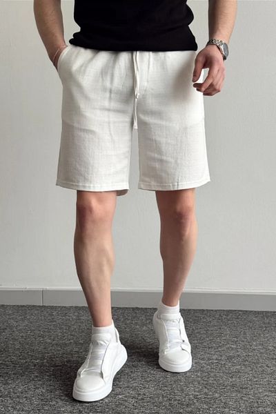 Tarz Cool Ανδρικό κανονικό σορτς με λευκό Musli Elastic Lace Up
