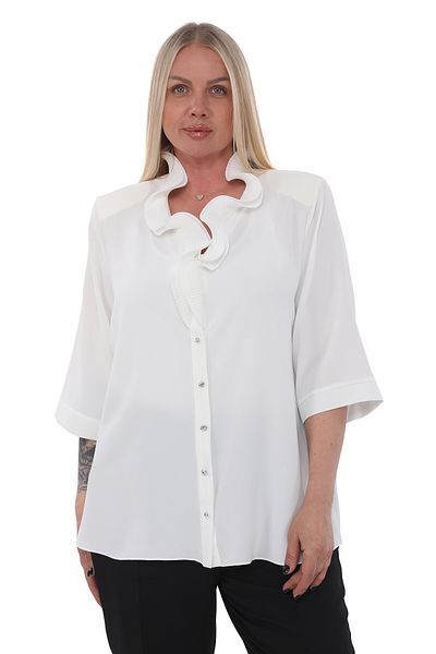 KİFAYET 22427 Jesika Shirt with Ruffled Collar and 3/4 Sleeves (R) (B105)