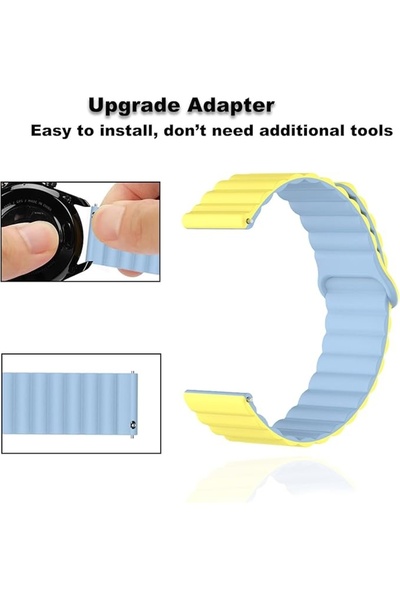 Elfofle Curea pentru Samsung Galaxy Watch 3 Elfofle, silicon, galben/albastru, 22/45/46 mm