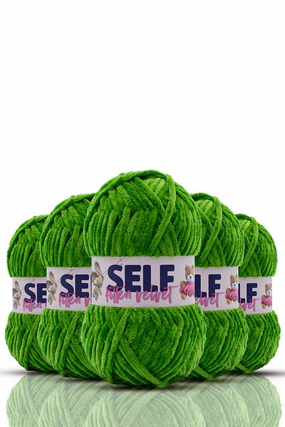 Self 5 Συσκευασία Pine Green Velvet Twine, Amigurumi, Παιχνίδι, Κουβέρτα Πλεκτό Χέρι, Kitten Velvet