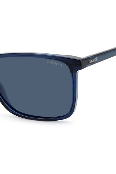 Polaroid Ochelari de soare Polaroid pentru bărbați PLD 4137/S PJP/C3, albaștri, dreptunghiulari, 58 mm