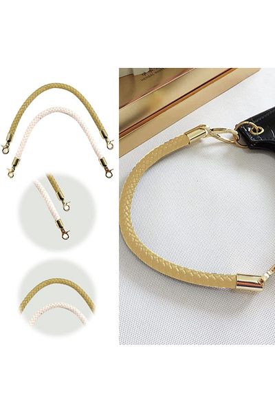 TMRBBesty Set of 2 TMRBBesty bag straps, leather, white/yellow/gold, 30 cm