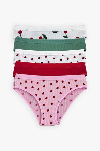 ZICCHO Fruit Patterned Combination Women's 5-Piece Bikini Panties