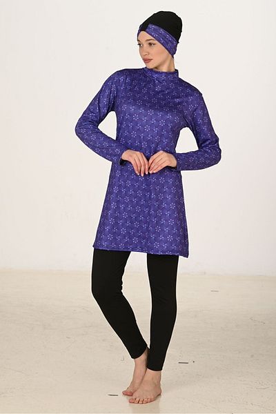 Bestenur 3-Piece Hijab Swimsuit Set 1524 - Purple