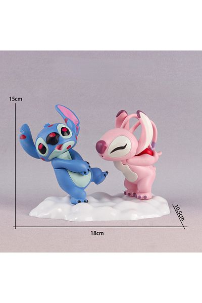 Miniso WHITE Disney Stitch Lovers Model Doll Angel Kissing Stitch Statue Desktop Display Figurines Ornament