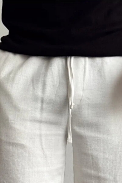 COOL TARZ Men's White Musli Elastic Laced Regular Shorts