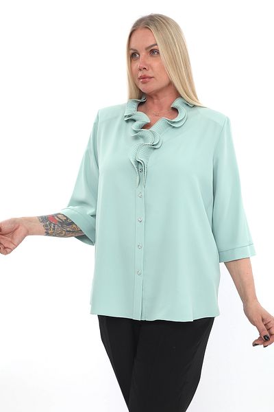 KİFAYET 22427 Jesika Shirt with Ruffled Collar and 3/4 Sleeves (R) (B105)