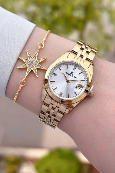 Daniel Klein Altın Renk 2 Yıl Garantili 28 Mm Kadın Kol Saati Ve Bileklik