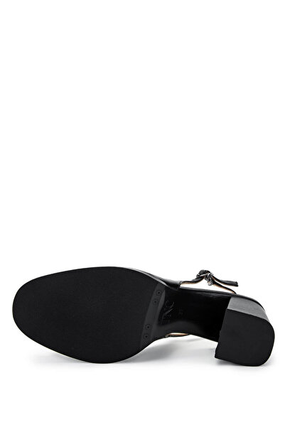 Tamer Tanca Women's Genuine Leather Black Leather Heeled Shoes