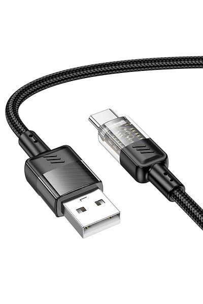 REDz Accessories Cablu de încărcare pentru iPhone 15/16 și Android, USB la Type-C, Hoco U129, Power 3a, 1,2 m, negru