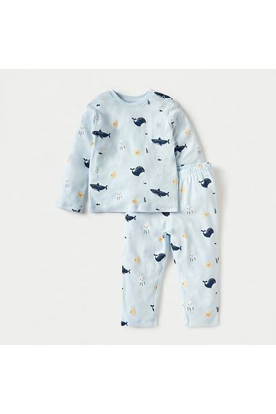 Juniors Underwater Print Long Sleeves T-shirt and Pyjamas - Set of 2