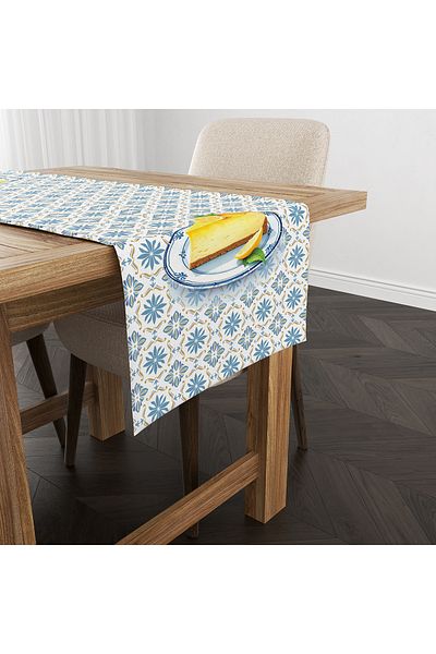Evmila Spring Themed Patterned Velvet Fabric Digital Printed Runner