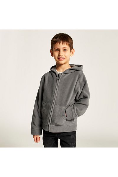 Juniors Solid Zippered Jacket with Long Sleeves and Hood