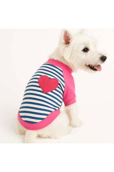 DOGİ&DOG Küçük Irk Pembe Kalp Kedi Köpek Tshirt Köpek Kıyafeti (0,5-10KG)