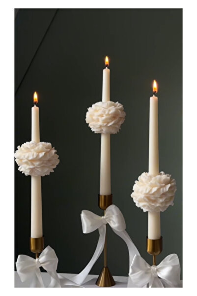 Genel Markalar 1 Adet Gül Motifli Şamdan Mum , Hediyelik, 1 Adet, Dekoratif