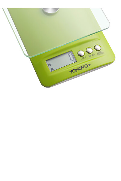 Lawazim Yonovo Glass Kitchen Scale - Green, 5000g Capacity, 0.1g Accuracy, LCD Display, Zero Function