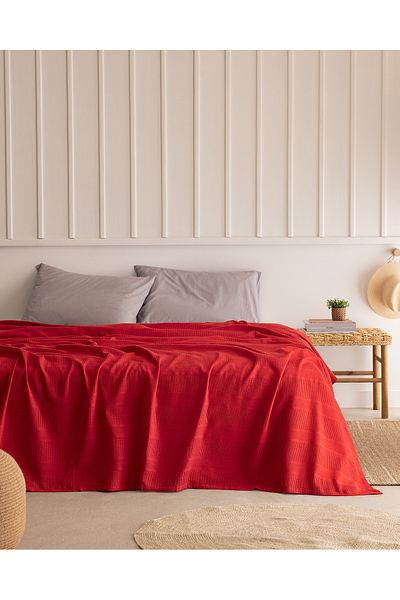 Madame Coco Mathilda Double 100% Cotton Karde Plain Pique - Red
