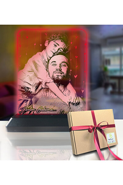 Genel Markalar Kişiye Özel Resimli Dikey Babalar Günü Dikdörtgen 3d Led Gece ...