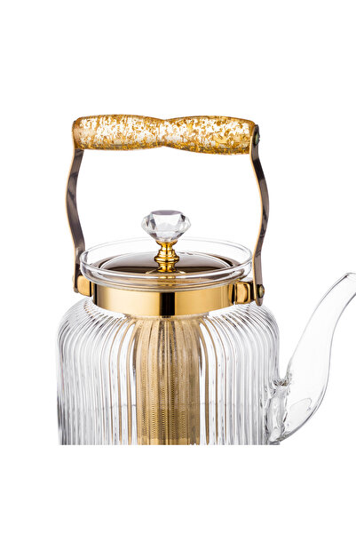 ABAREEK 1200ml Thermal Glass Teapot with Gold Infuser