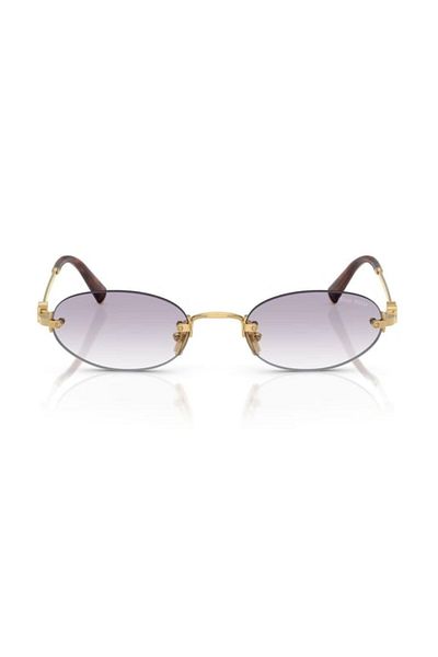 Miu Miu A54S 5Ak04O 51 Women's Oval Gold Metal Sunglasses