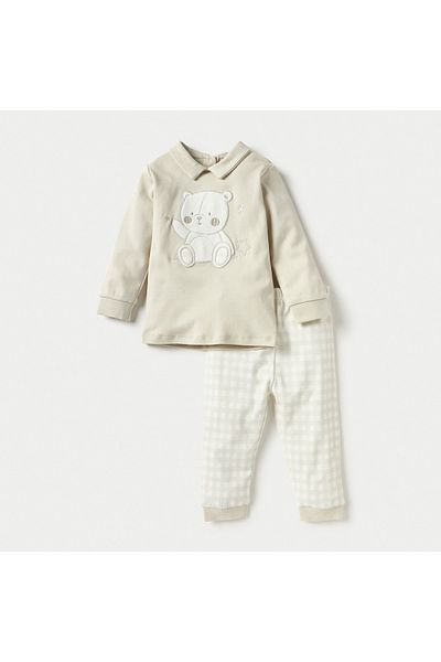 giggles Bear Applique T-shirt and Pyjama Set