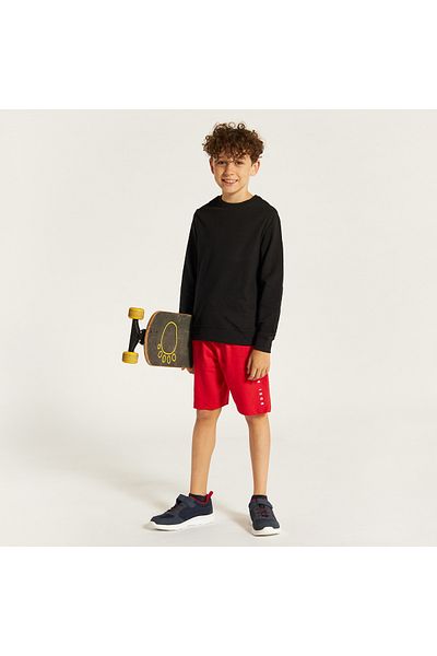 Juniors Solid Sweatshirt with Round Neck and Long Sleeves
