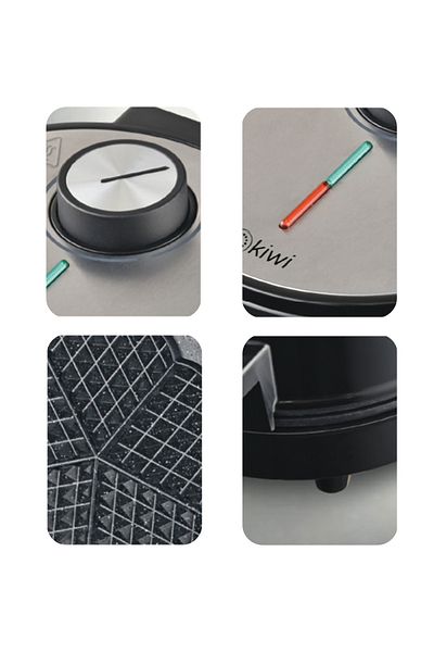Kiwi Ksm-2442 Heart Patterned Non-Stick Plate Stainless Steel Waffle Maker