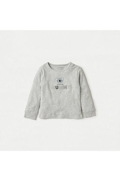 Juniors Koala Applique T-shirt and Striped Pyjama Set