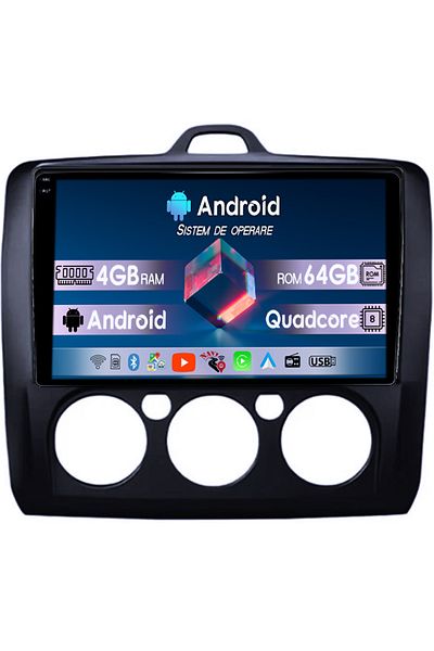 navi-it Dedicated navigation Focus 2004-2011 Manual Climate, Black, 4GB RAM 64GB ROM, Quad Core, 9" Display