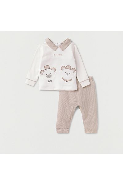 giggles Bear Detail T-shirt and Pyjama Set