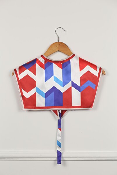 ElevaGlam Yeni Stil Omuz Şalı Kırmızı Beyaz Desen