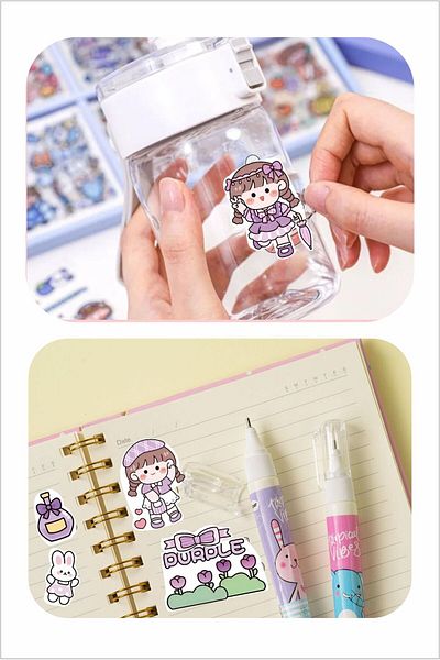 Piksel Grafik Kawaii Purple 150 Pieces Sticker Set - Pen, Laptop Notebook Water Bottle Sticker
