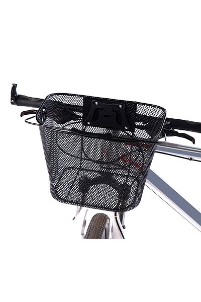 OEM Metal bicycle basket with handle, removable, front mounting, Black color