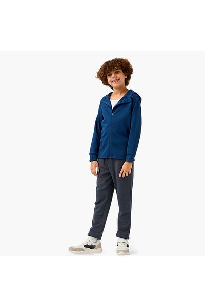 Juniors Solid Zip Through Jacket with Hood