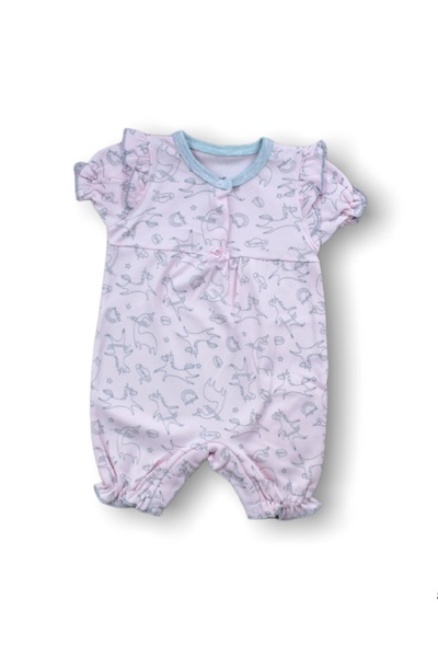 Tomuycuk Yazlık Kısa Kollu Kız Bebek Tulum %100 Pamuklu Alttan Çıtçıtlı Uyku ...