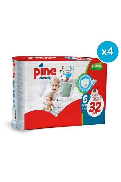 Pine Classic X-Large (15 kg) 128 Pieces Baby Diapers (4X32)