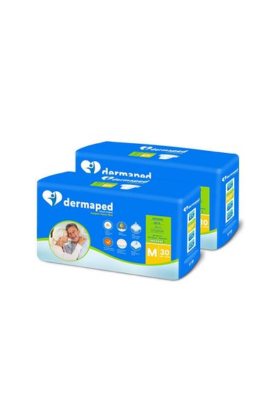 Dermaped 60 Pieces Medium Adult Patient Diapers with Waistband(2X30)