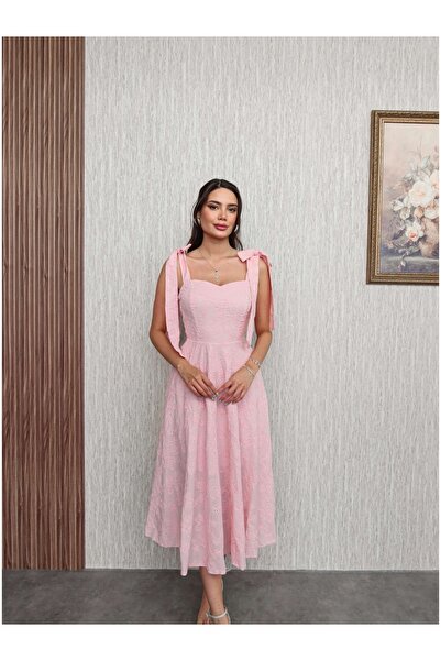 ESRAHELVACI Ροζ Κεντητό Φόρεμα