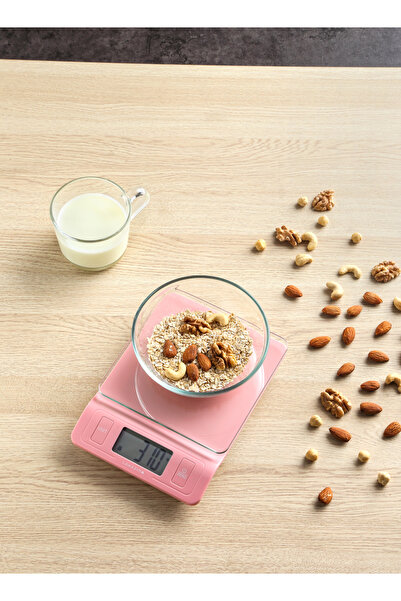 Lawazim Electronic Glass Kitchen Scale - Pink, LCD Digital Weighing Scale, Multi-Unit Conversion