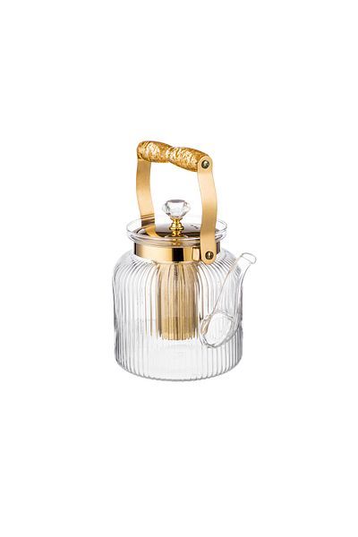 ABAREEK 1200ml Thermal Glass Teapot with Gold Infuser